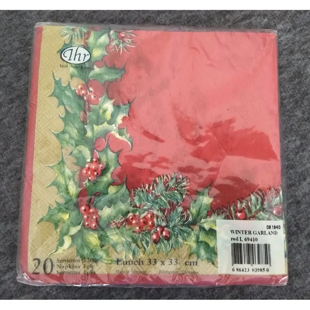 IHR 3-Ply Paper Napkins Bundle 20 Lunch & Cocktail + Round Candle Wreath Garland